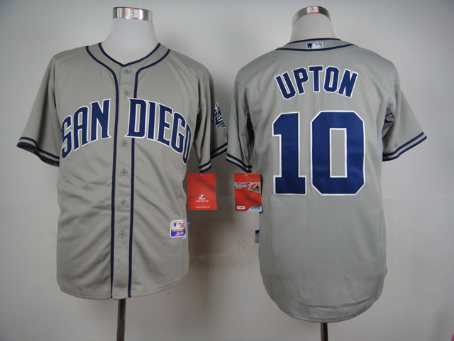 Men San Diego Padres 10 Upton Grey MLB Jerseys